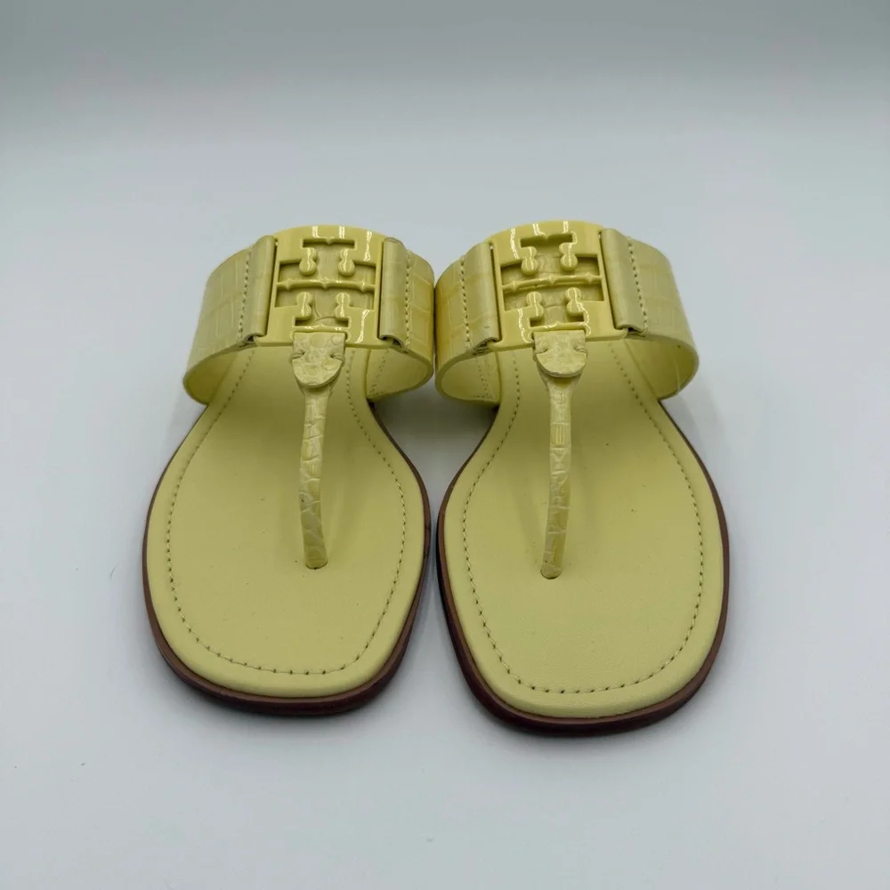 Tory Burch Georgia Leather Croc Embossed Thong Flip Flop Sandals Casual 9‎ NWOT